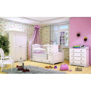 سرویس تخت و کمد نوزاد و نوجوان مدل دیبا