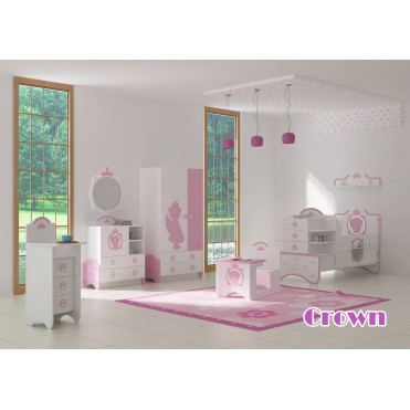 سرویس تخت و کمد نوزاد نوجوان مدل تاج دخترانه