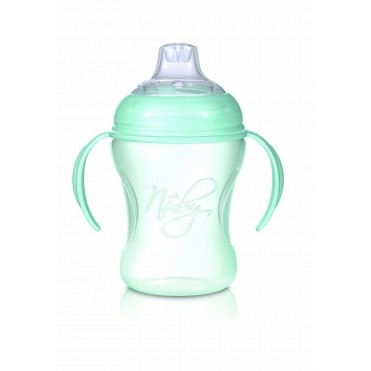 شیشه شیر طلقی 240 میل دسته دار فیروزه ای نابی Nuby