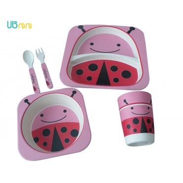 ست 5 تکه غذاخوری Bambooware مدل Ladybug