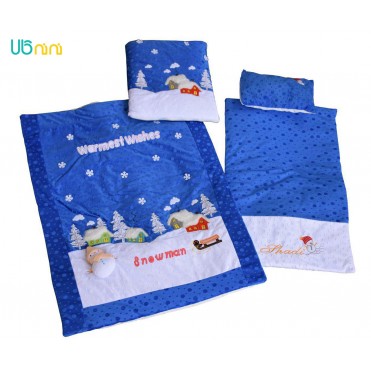 سرویس خواب نوزاد شادی-Shadi طرح آدم برفی توپی آبی شالی