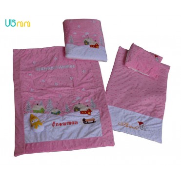 سرویس خواب نوزاد شادی-Shadi طرح آدم برفی توپی صورتی