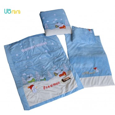 سرویس خواب نوزاد شادی-Shadi طرح آدم برفی آبی فیروزه ای