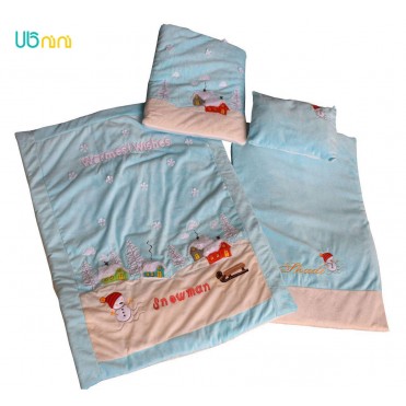 سرویس خواب نوزاد شادی-Shadi طرح آدم برفی آبی کم رنگ