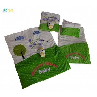 سرویس خواب نوزاد شادی-Shadi طرح عروسکی سبز چمنی