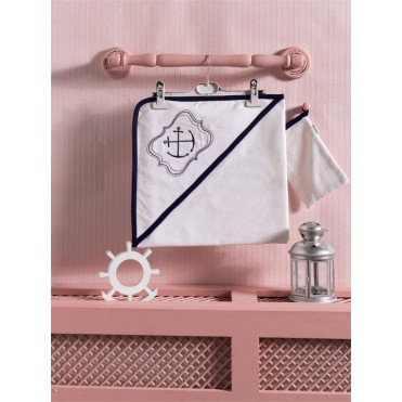 ست حوله دورپیچ کلاهدار و لیف کیدبو-KidBoo مدل Blue Ocean