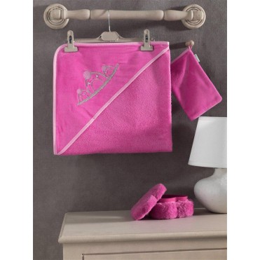 ست حوله دورپیچ کلاهدار و لیف کیدبو-KidBoo مدل Princess