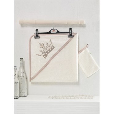 ست حوله دورپیچ کلاهدار و لیف کیدبو-KidBoo مدل Royal Vanilla