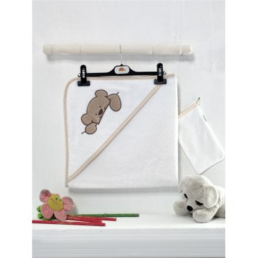 ست حوله دورپیچ کلاهدار و لیف کیدبو-KidBoo مدل Teddy Bobo