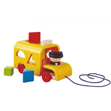 اشکال هندسی  مدل اتوبوس  پلن تویز  planToys  _ اتوبوس زرد بند دار کد 5121