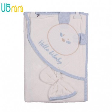 حوله 2 تکه و لیف بی بیبی-BiBaby آبی