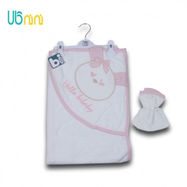 حوله 2 تکه و لیف بی بیبی-BiBaby صورتی