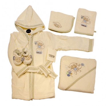 ست حوله ماماز پاپازشش طرح-مدل توری میمون  mamas&papas- کد1000445