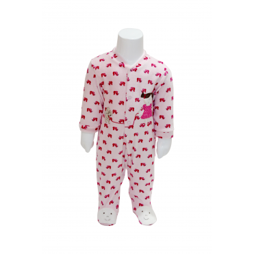 سرهمی مخمل جوراب دار دخترانه طرح دخترک و هاپو صورتی  carminas