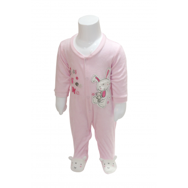 سرهمی مخمل جوراب دار دخترانه طرح خرگوش با زمینه صورتی  carminas