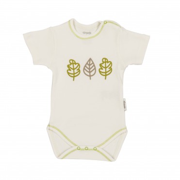 بادی آستین کوتاه زیر دگمه دار طرح برگ سبز برند ORGANIX