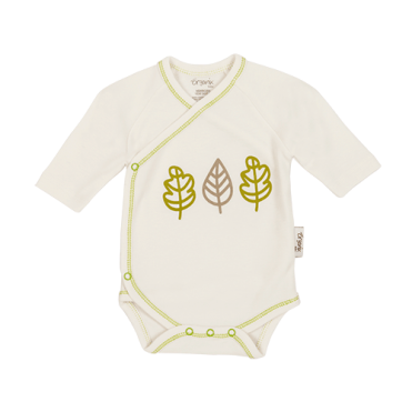 بادی آستین بلند کیمونو زیر دگمه دار طرح برگ سبز برند ORGANIX