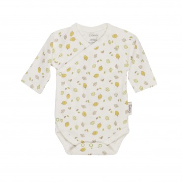 بادی آستین بلند کیمونو زیر دگمه دار طرح برگ سبز برند ORGANIX