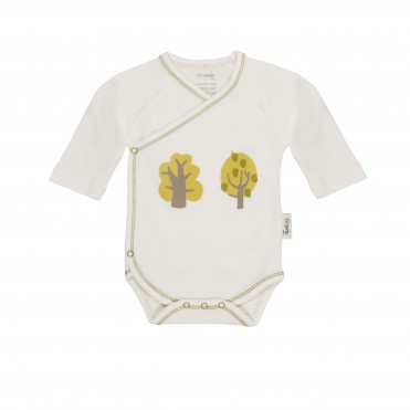 بادی آستین بلند کیمونو زیر دگمه دار طرح برگ سبز برند ORGANIX