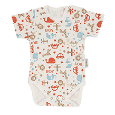 بادی آستین کوتاه زیر دگمه دار طرح سافاری برند ORGANIX