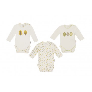 بادی آستین بلند زیر دگمه دار طرح  درخت و برگ  برند ORGANIX