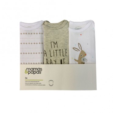 ست بادی 3 عددی زیر دکمه دار آستین کوتاه ماماز پاپاز  مدل   mamas&papas _ 000021  I  AM  A  LITTLE 