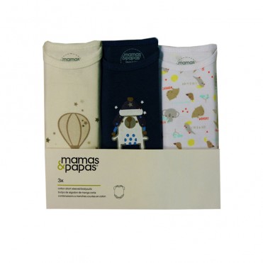 ست بادی 3 عددی زیر دکمه دار آستین کوتاه ماماز پاپاز  مدل  سگ کلاه به سر mamas&papas _ 000015