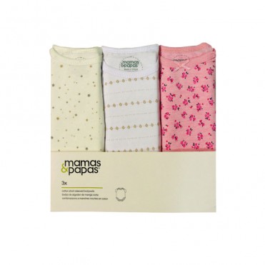 ست بادی 3 عددی زیر دکمه دار  آستین کوتاه ماماز پاپاز  مدل طر ح نقطه و لوزی  mamas&papas _ 000023 