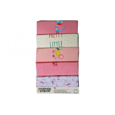 ست بادی 5 عددی زیر دکمه دار آستین کوتاه  ماماز پاپاز  مدل حلزون خانه به دوش زمینه گلبهی  mamas&papas _ 000074  