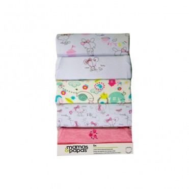 ست بادی 5 عددی زیر دکمه دار آستین کوتاه  ماماز پاپاز  مدل حلزون، خانه و گل ریز  mamas&papas _ 000075  