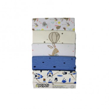 ست بادی 5 عددی زیر دکمه دار آستین کوتاه  ماماز پاپاز  مدل خرگوش  mamas&papas _ 000076  