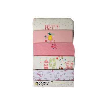 ست بادی 5 عددی  زیر دکمه دار آستین بلند ماماز پاپاز  مدل طرح 3 عدد گل ریز صورتی  mamas&papas _ 000082