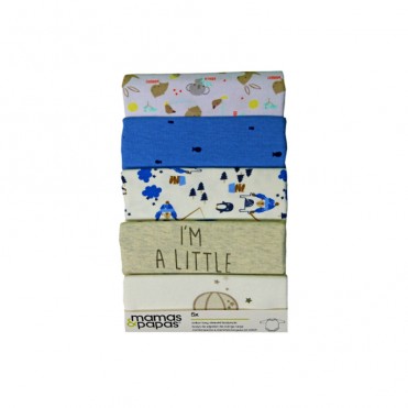 ست بادی 5 عددی  زیر دکمه دار آستین بلند ماماز پاپاز  مدل سگ و ابر و کاج آبی  mamas&papas _ 000067