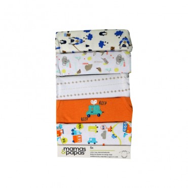 ست بادی 5 عددی  زیر دکمه دار آستین بلند ماماز پاپاز  مدل طرح لوزی و نقطه   mamas&papas _ 000071