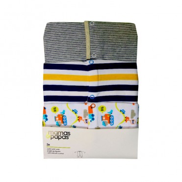 سرهمی آستین بلند 3 عددی   ماماز پاپاز  مدل راه راه پهن سورمه ای و زرد  mamas&papas _ 000051