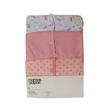 سرهمی آستین بلند 3 عددی   ماماز پاپاز  مدل راه راه باریک صورتی mamas&papas _ 000056