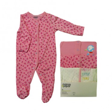 سرهمی آستین بلند 3 عددی   ماماز پاپاز  مدل  گلدار صورتی     mamas&papas _ 000063