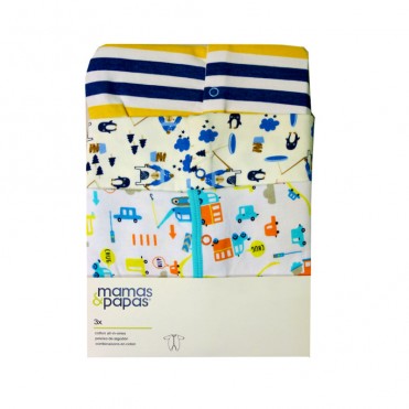 سرهمی آستین بلند 3 عددی   ماماز پاپاز  مدل  سگ و ابر و کاج آبی     mamas&papas _ 000039