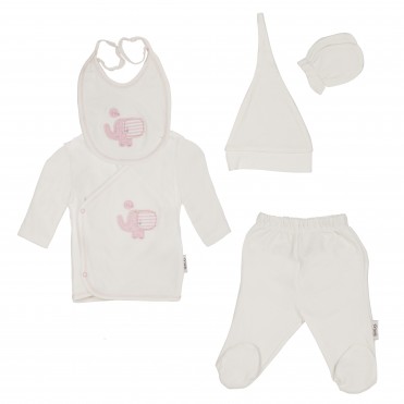 ست کیمونو و شلوار 5 تکه طرح فیل صورتی برند ORGANIX