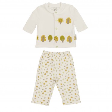 ست 2 تکه مانتو و شلوار طرح برگ سبز برند ORGANIX