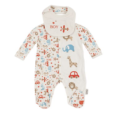 ست 2 تکه سرهمی و پیش بند طرح سافاری برند ORGANIX