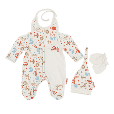 ست سرهمی 4 تکه طرح سافاری برند ORGANIX