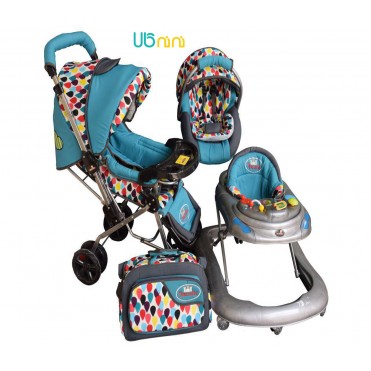 سرویس 4 تکه کالسکه نوزاد شادی-Shadi مدل اشکی آبی فیروزه ای