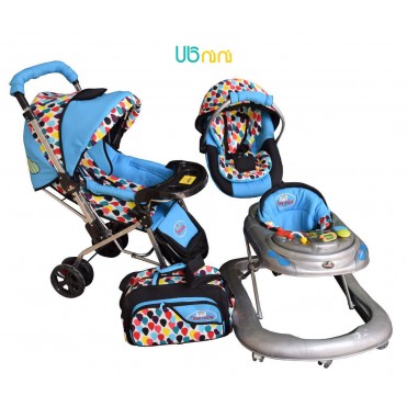 سرویس 4 تکه کالسکه نوزاد شادی-Shadi مدل اشکی آبی فیروزه ای مشکی