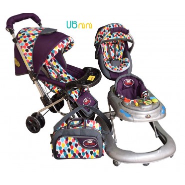 سرویس 4 تکه کالسکه نوزاد شادی-Shadi مدل اشکی بادمجانی