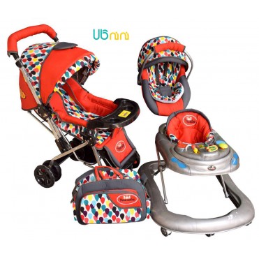 سرویس 4 تکه کالسکه نوزاد شادی-Shadi مدل اشکی قرمز