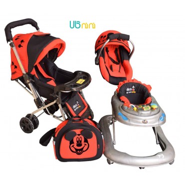 سرویس 4 تکه کالسکه نوزاد شادی-Shadi مدل میکی ماوس قرمز