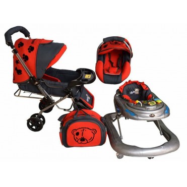 سرویس 4 تکه کالسکه نوزاد شادی-Shadi قرمز طوسی