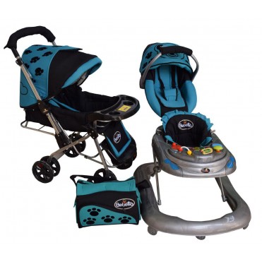 سرویس 4 تکه کالسکه نوزاد شادی-Shadi مدل ببتو آبی فیروزه ای مشکی