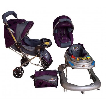 سرویس 4 تکه کالسکه نوزاد شادی-Shadi مدل ببتو بادمجانی طوسی